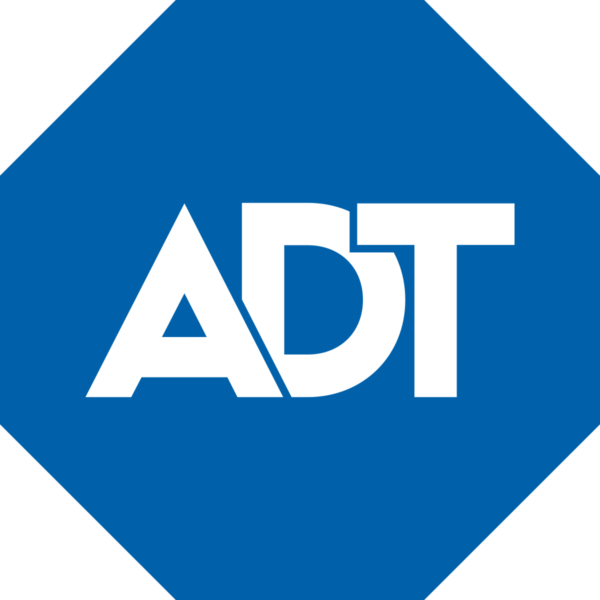 ADT hexagon logo in blue and white.