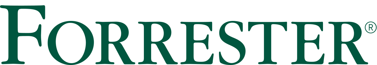A logo for Forrester Research in green text.