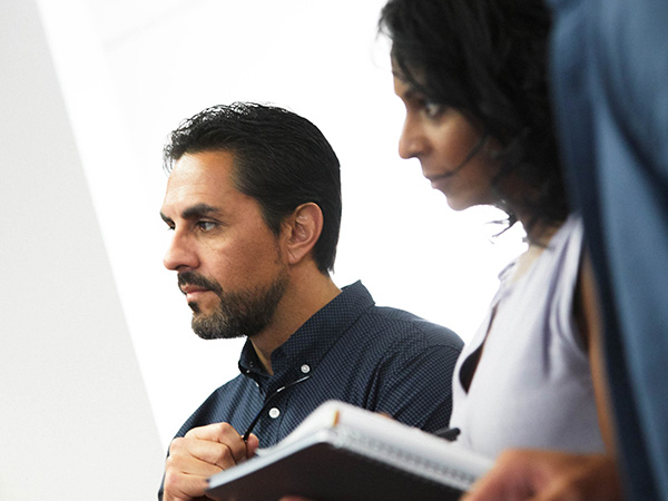 employees listening to a discussion