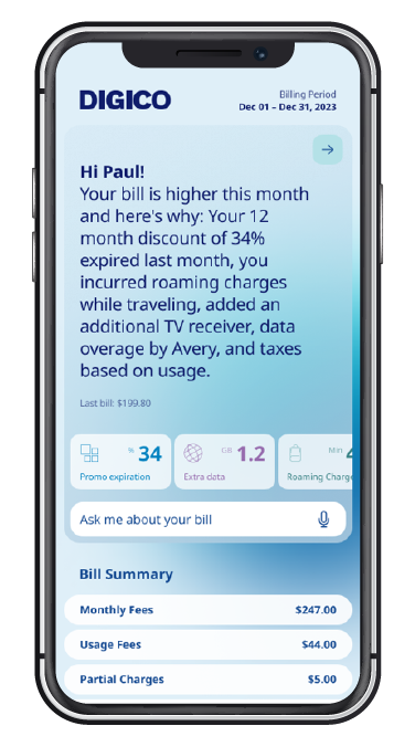 CSG Bill Explainer example on a phone