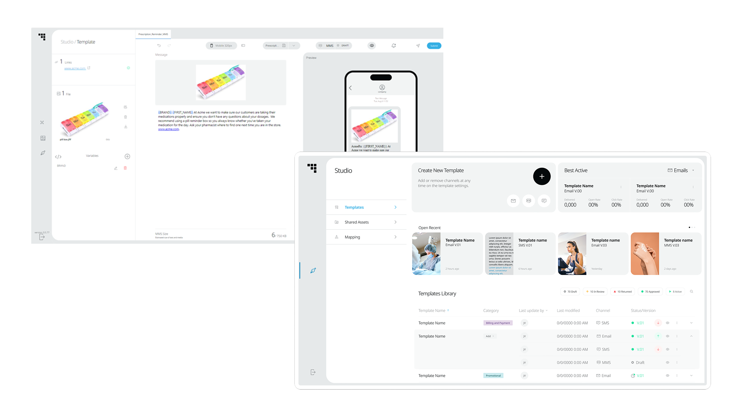 customer communication xponent screenshots