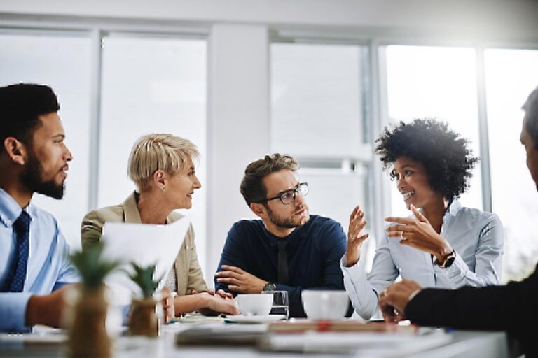 Group of casual business people in a meeting
