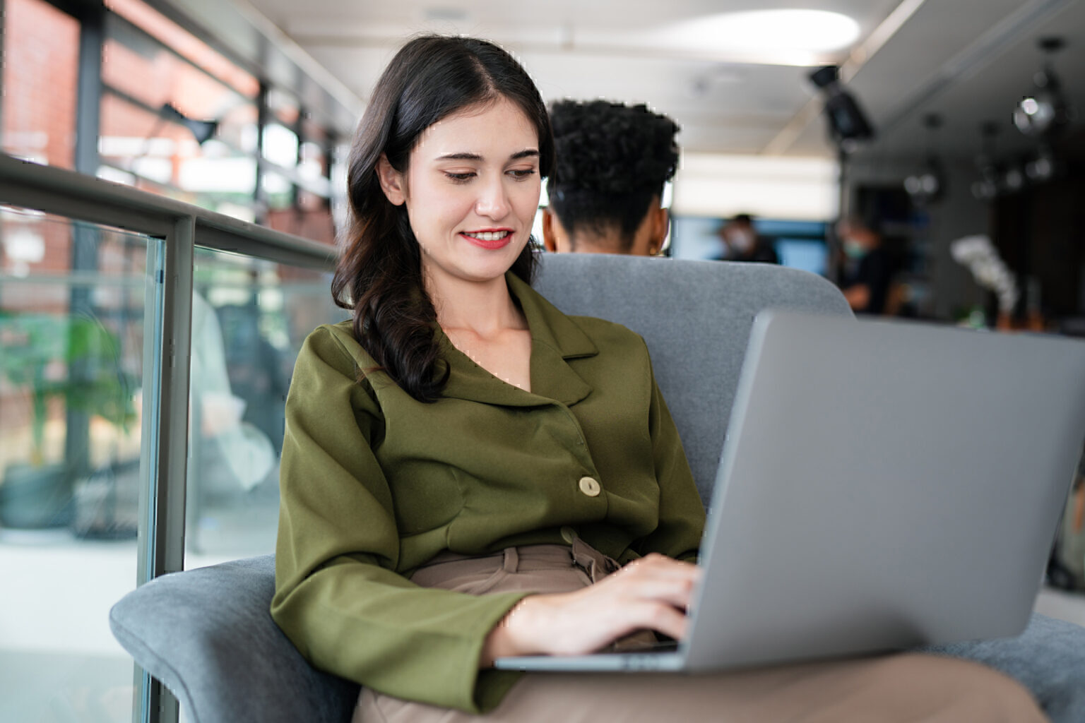 woman using laptop