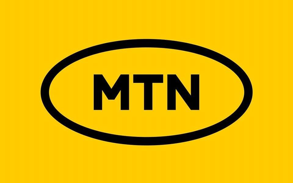 MTN logo in black on a yellow background