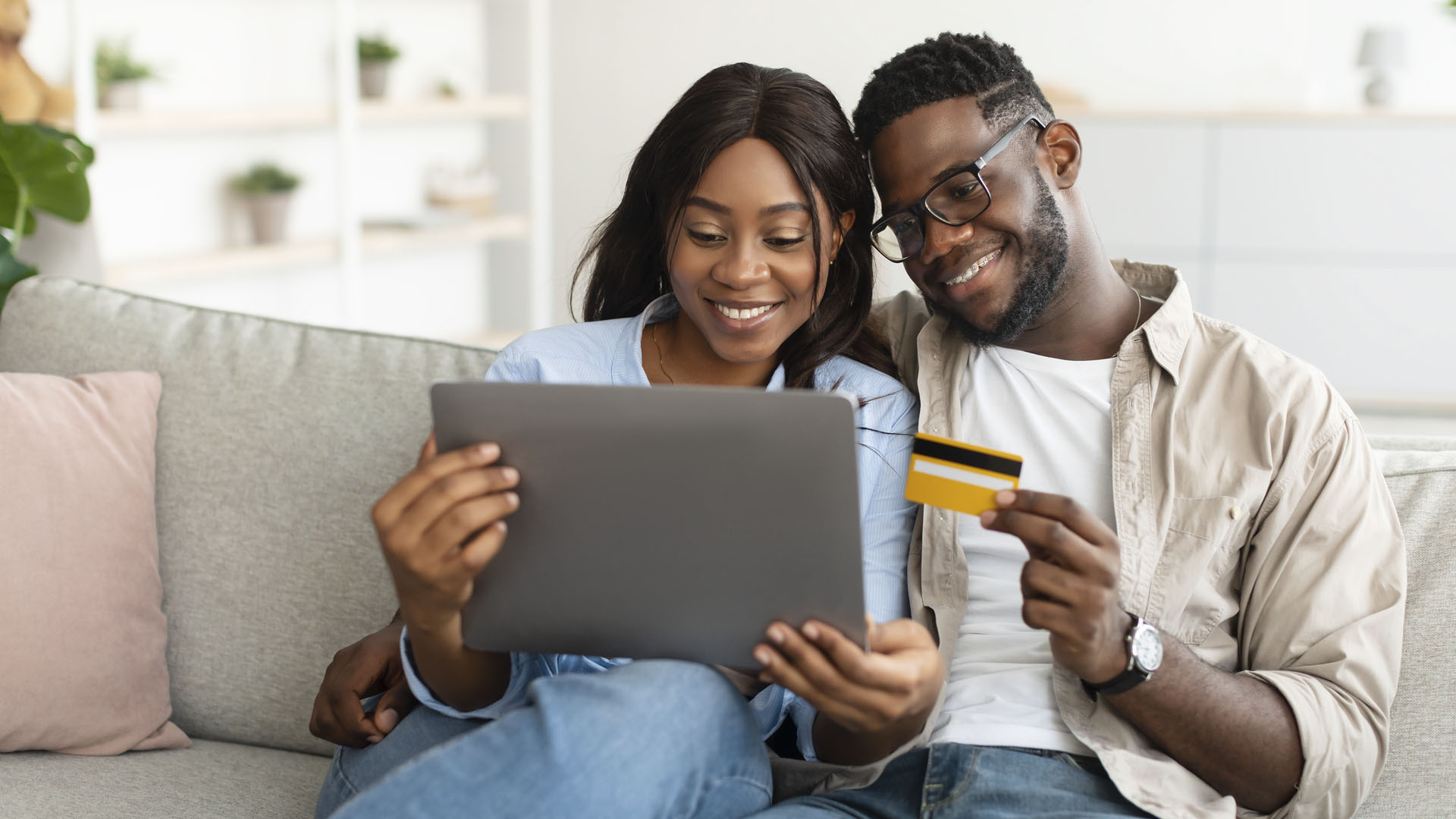 online shopping with credit card and tablet
