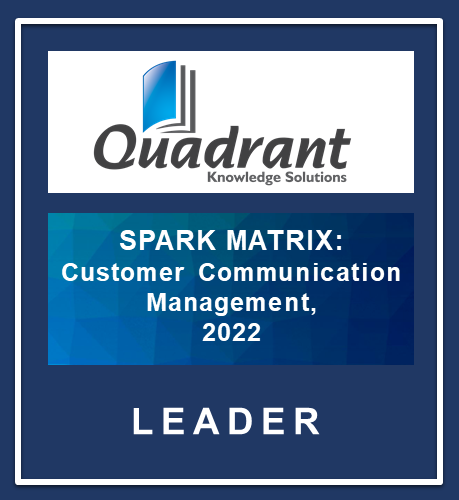 Badge for 2022 Spark Matrix leader in the Customer Communication Management category