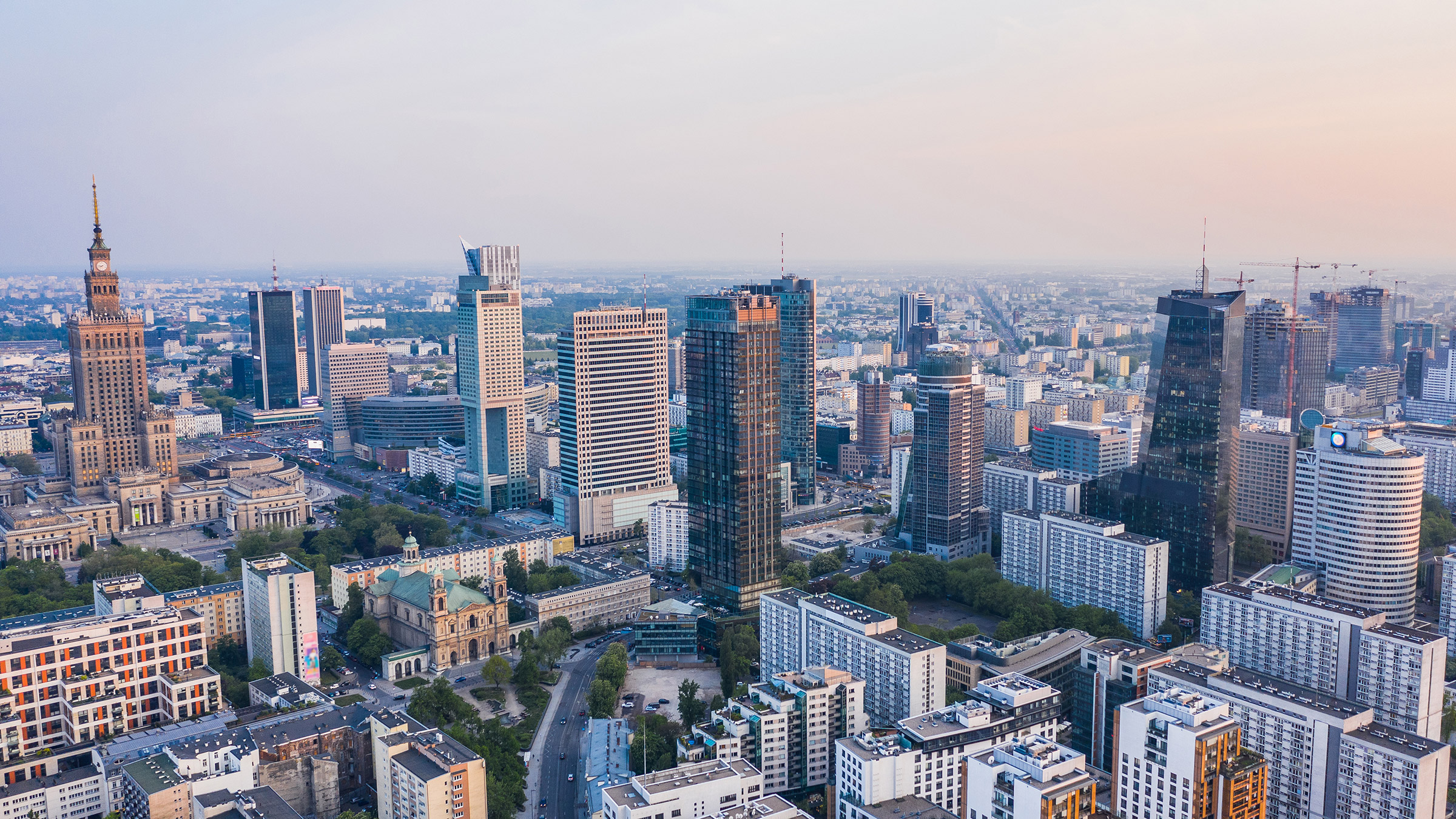 Aerial view of Warsaw, Poland