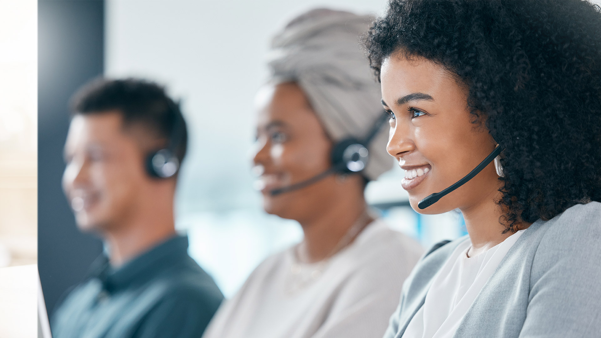 Female contact center agent