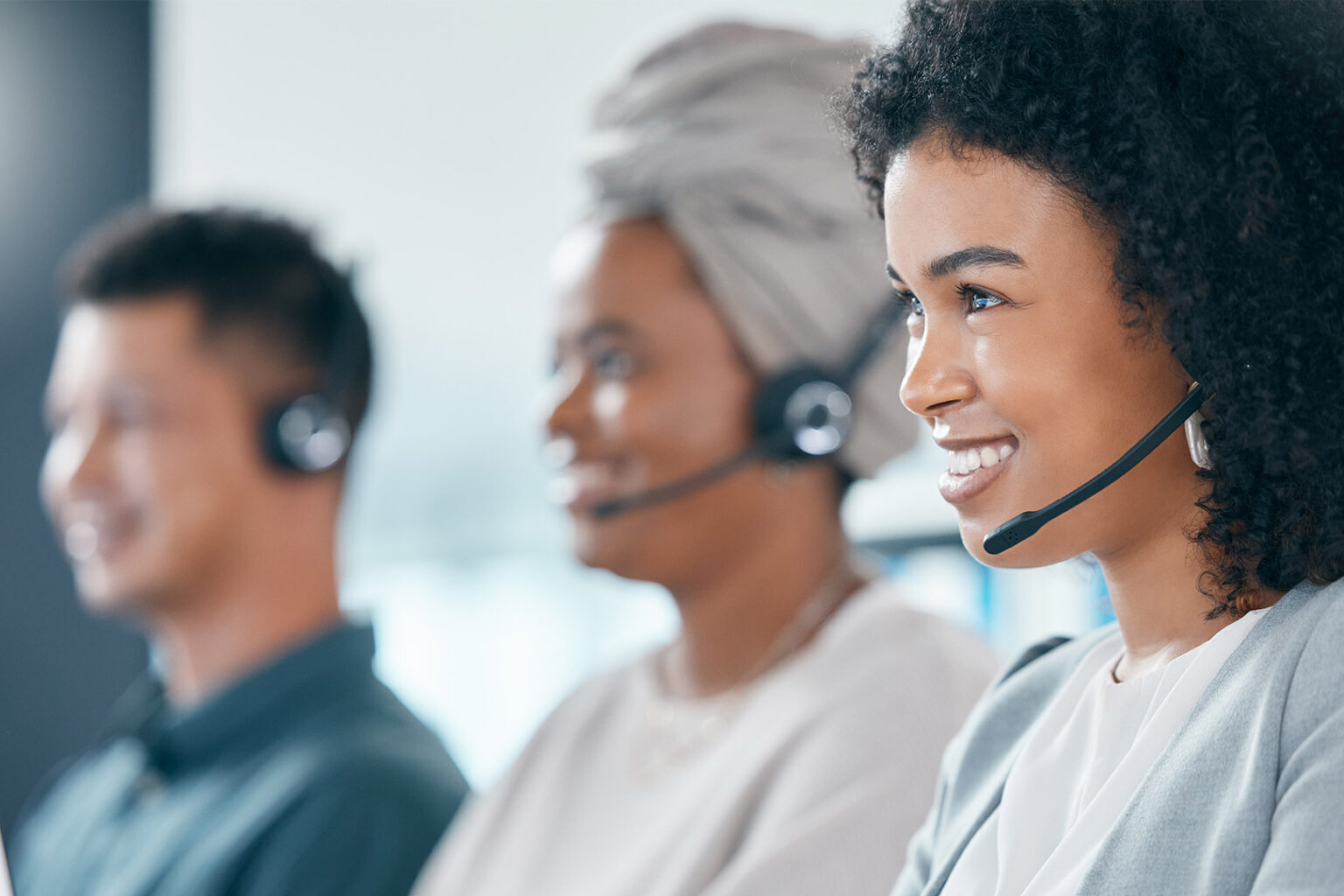 Female contact center agent