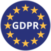 Blue circle GDPR logo with stars bordering the circle