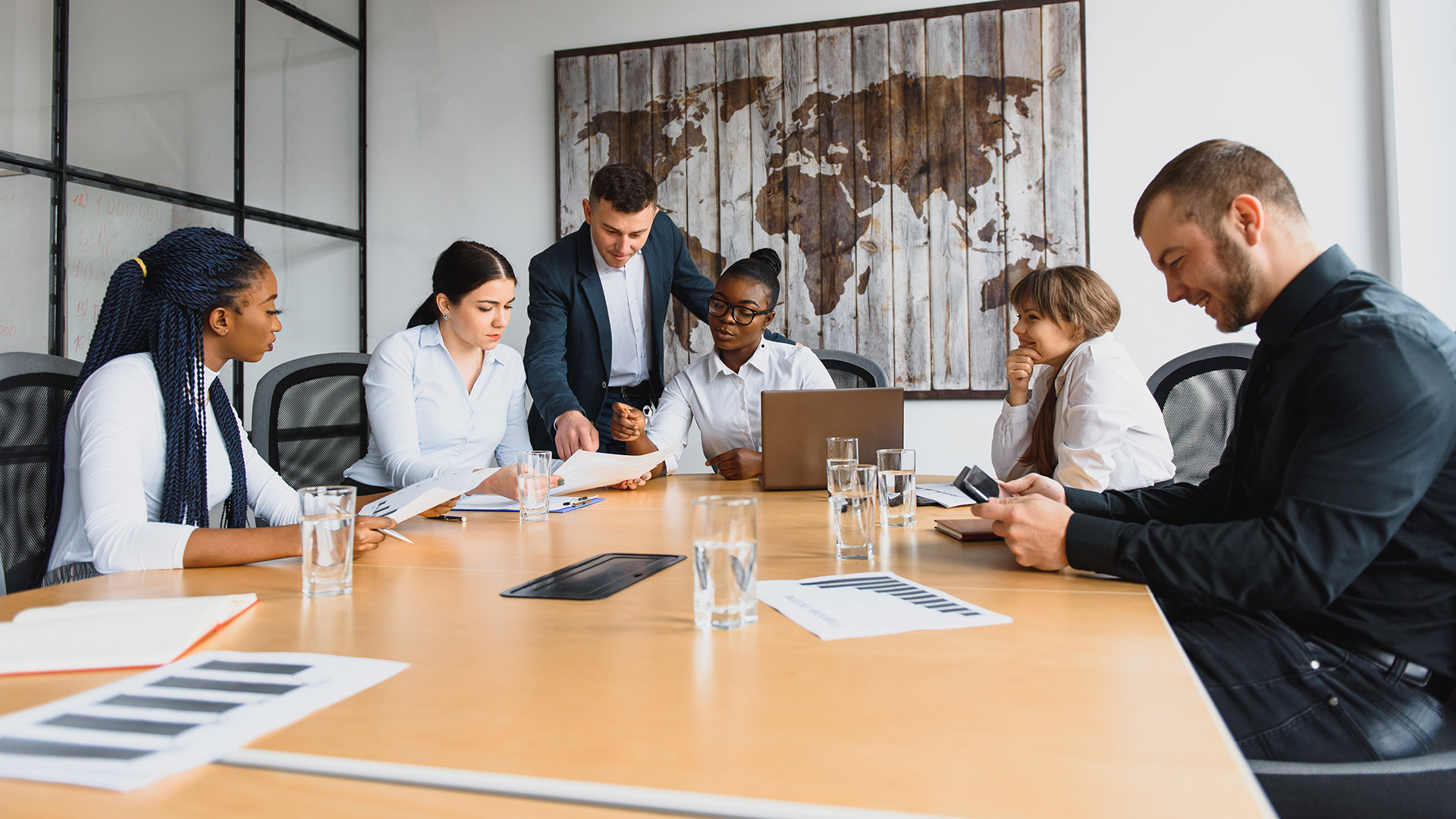 group of multiethnic diverse busy businesspeople
