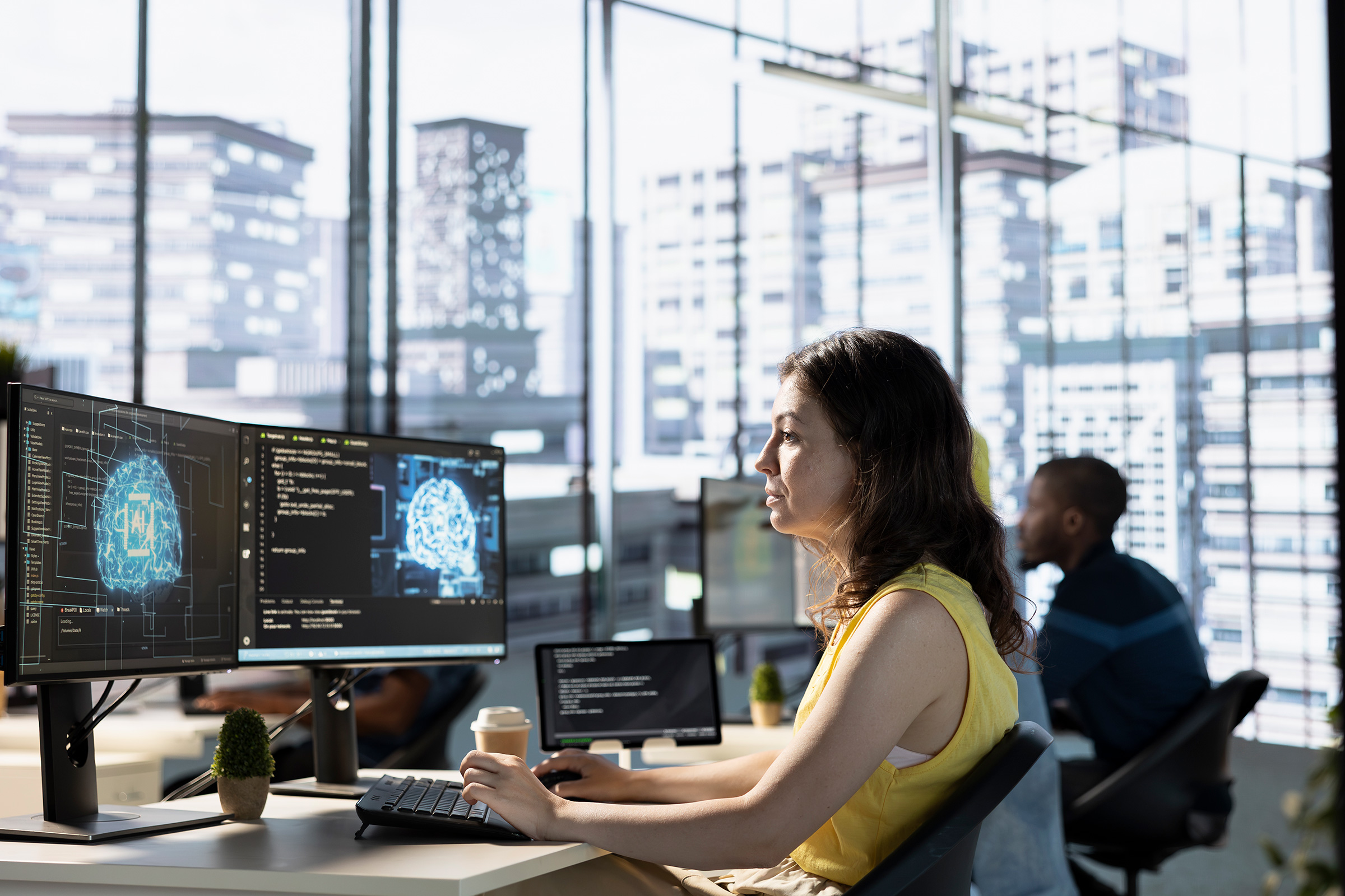 IT specialist in office analyzing and interpreting data