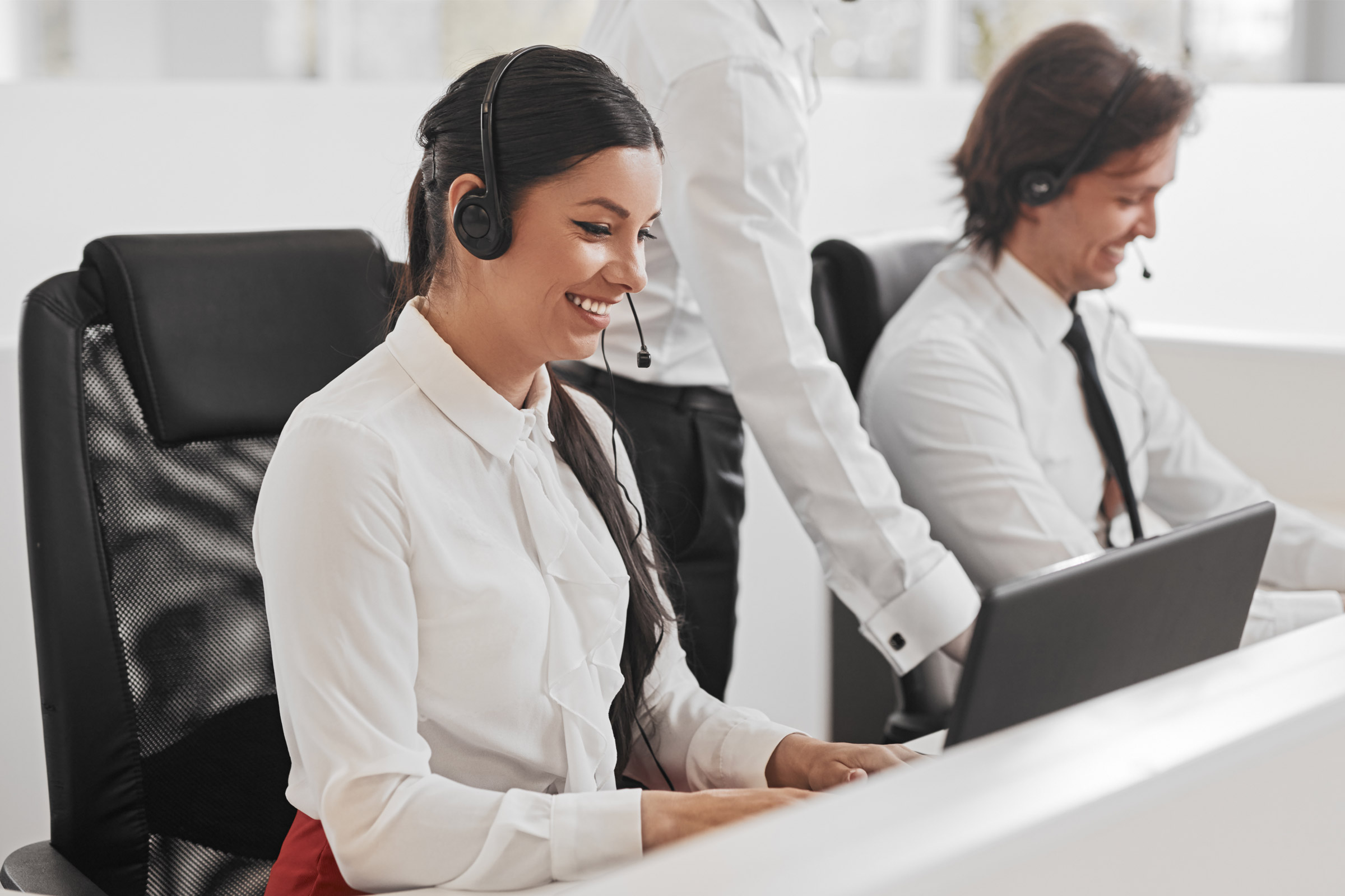 Call center agents assist with a smile