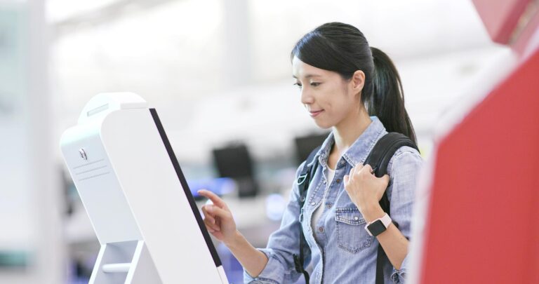 Student using self-service kiosk